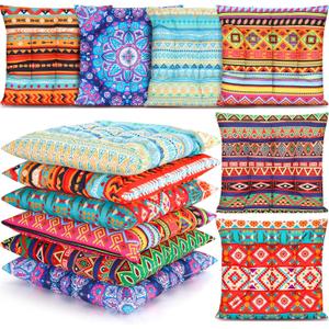 Menkxi 6 Pcs Bohemian Floor Pillows Seating 15 Inch Boho Floor Cushions Sitting Pillows Square Yoga Mandala Meditation Pouf for Living Room Balcony Office Tatami(Stylish)