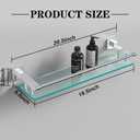 Glass Shelves for Bathroom, 20IN Rectangular Chrome Stainless Steel Tempered Glass Shelf Wall Mount Shelf Sink Over Toilet Modern Bathroom (Chrome Polished, 20)