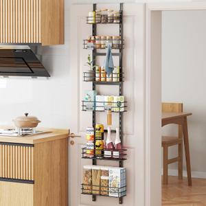 ODesign Over The Door Pantry Organizer, 6 Tier Adjustable Height Pantry Door Organizer,Narrow Pantry Door Organizers and Storage, Kitchen Over The Door Spice Racks, Black ODesign Over The Door Pantry Organizer, 6 Tier Adjustable Height Pantry Door Organizer,Narrow Pantry Door Organizers and Storage, Kitchen Over The Door Spice Racks, Black