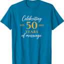 Funny 50 Years of Marriage 1975 50th Wedding Anniversary T-Shirt (Small, Sapphire Blue)