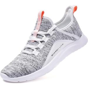 ALEADER Women's Energycloud Slip On Walking Shoes Pure Running Shoes for Gym Workout Treadmill Running Errands White Gray Size 7 US