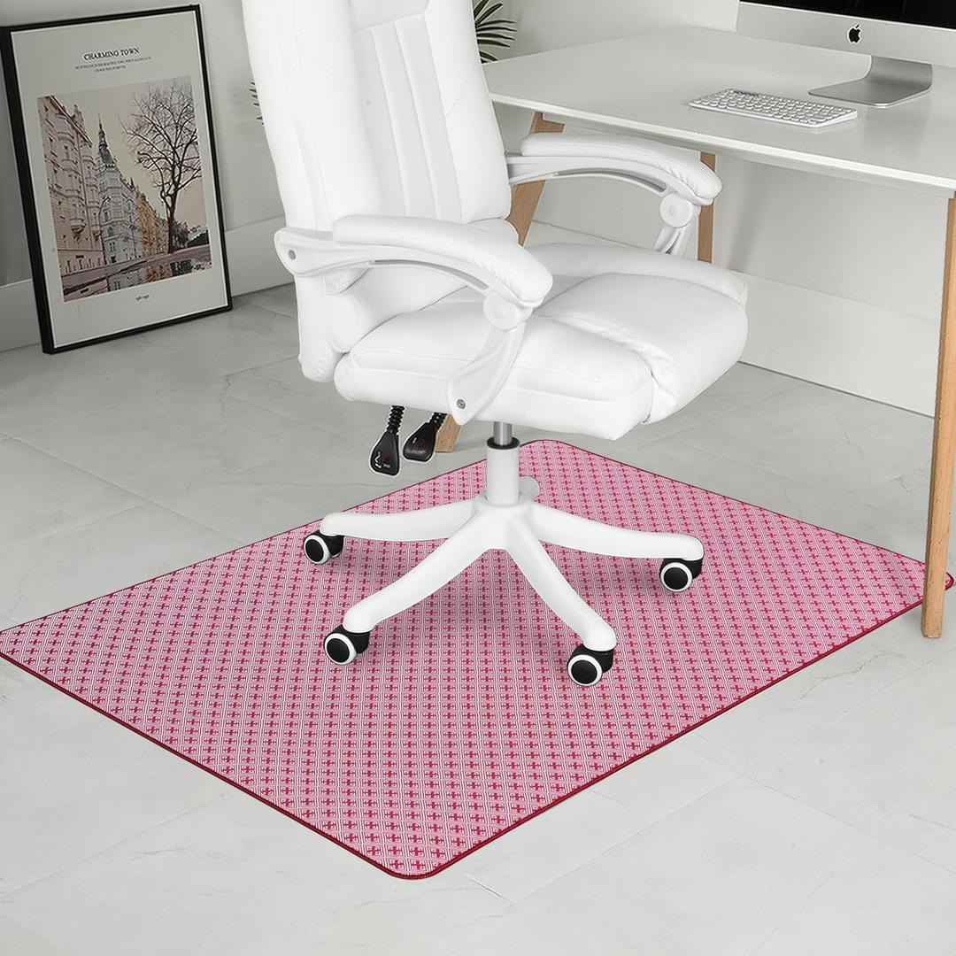 Chair Mat for Hardwood & Tile Floor, 47" x 60" Heavy Duty Office Chair Mat Floor pad for Rolling Chairs, Anti Slip, Non-Curve, Floor Protector for Home Office, Red X