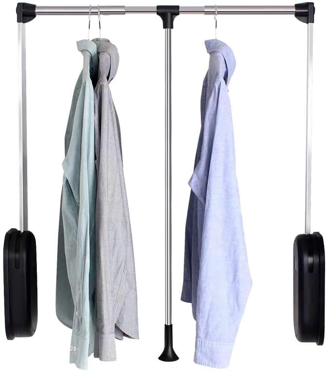 Pull Down Closet Rod 60 lbs Heavy Duty Home Clothes Storage Hanging Adjustable 33-45 inches Stainless Steel Side Mounted Closet Rod Wardrobe Lift Rail Organizer