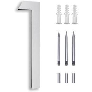 Modern 8 Inch Silver House Numbers - Large Metal Door Numbers For House Address - Aluminum Flush Mount (1)