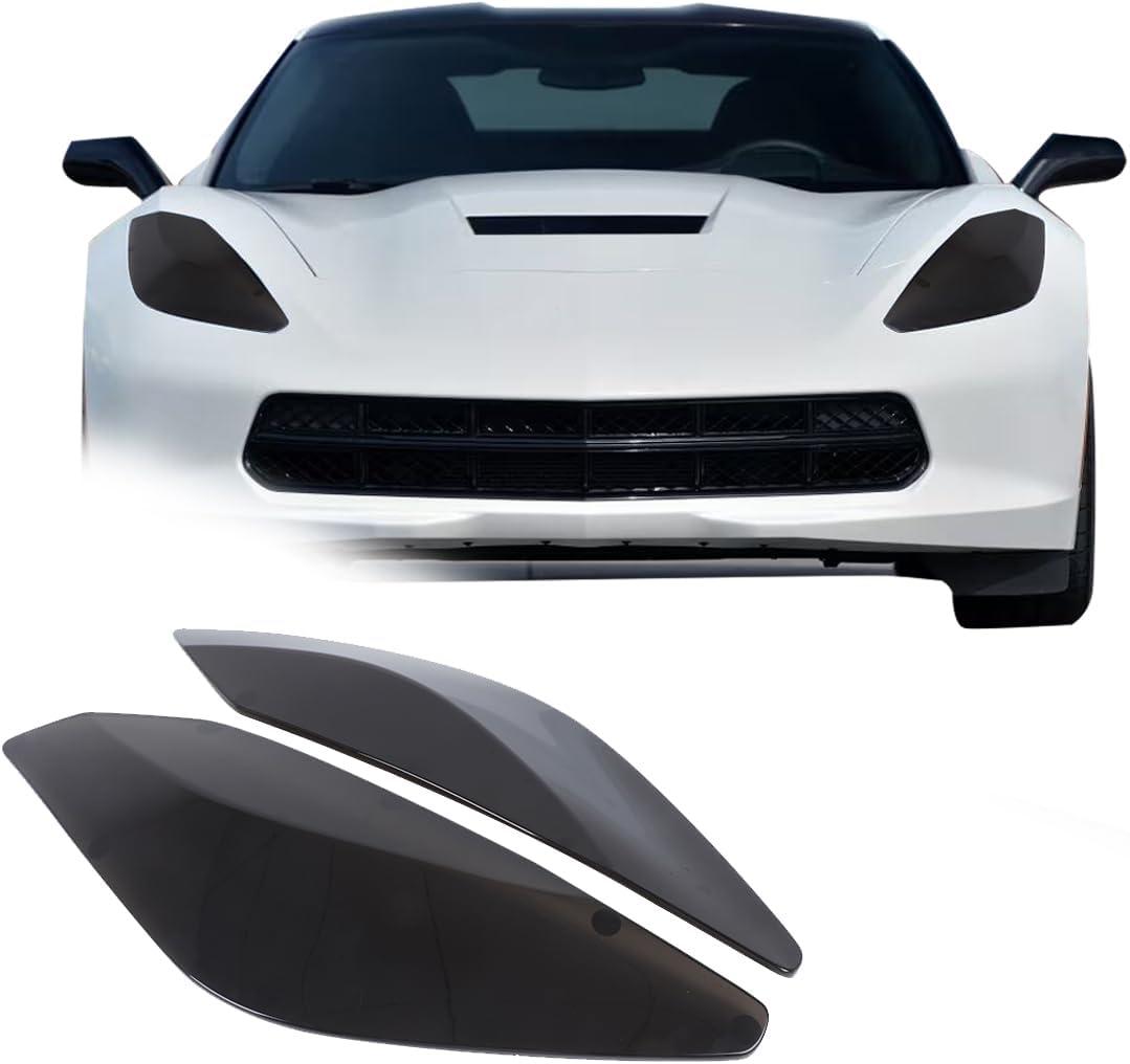 ABS Black Headlights Light Lens Taillight Kit Fit Compatible with Chevrolet Corvette C7 2014-2019 Car Exterior Headlight Lamp Cover Protection Accessories