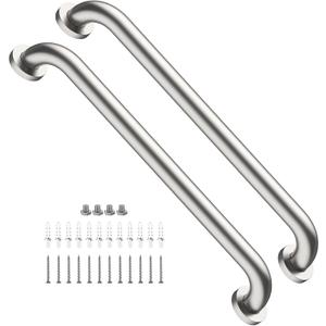 Satin Brushed Nickel Grab Bar 24 Inch x 1-1/2" Diameter, iMomwee 2 Pack Stainless Steel Bathroom Handrail, Safety Rail Shower Mobility Aid, Balanced Support Assist Handle for Elderly Seniors Disabled