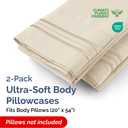 Body Pillowcases Set of 2-20x54 Long Body Pillow Case - Soft Body Pillow Cover for Sleeping & Side Sleepers - Comfy, Breathable, Wrinkle & Fade Free - Machine Washable w/Envelope Enclosure (Wheat)