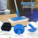 Maxdot 6 Pcs Scrub Pad Holder Threaded Swivel Floor Pad Holder with Pads, Heavy-Duty Joint Scouring, Versatile for Commercial Cleaning, Blue 9 x 3.75 Inch