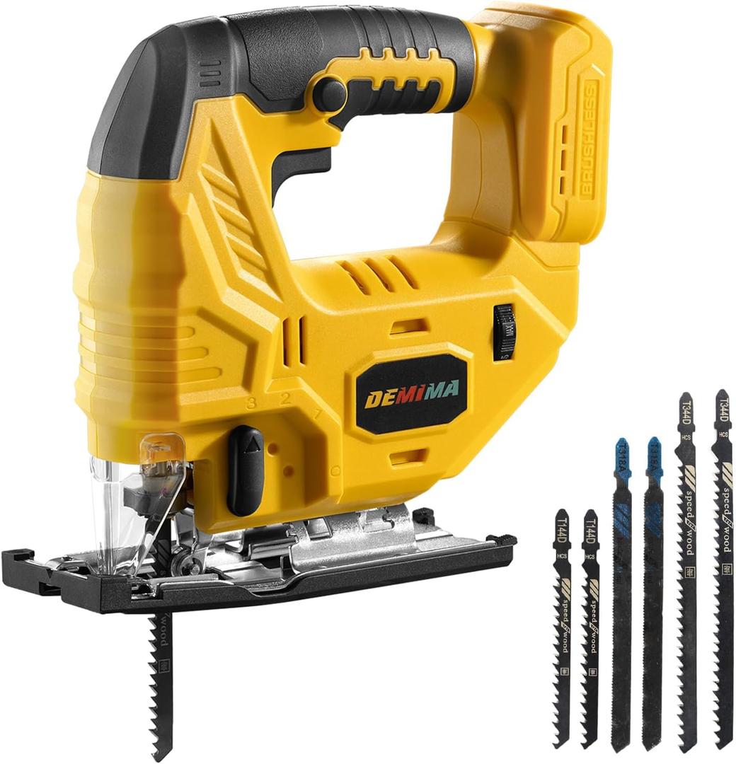Cordless Jig Saw for Dewalt Battery, 7 Speed Variable Up to 3200RPM, LED Light, 45 Bevel Cuts, 3 Orbital Motions, with Jig Saw Blade for Straight/Curve/Circle Cutting(Battery Not Include)