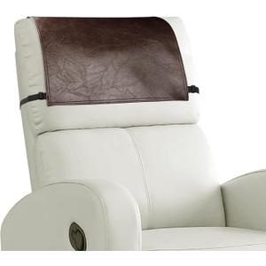 Headrest Cover for Recliner Chair Recliner Headrest Protector Faux Leather Headrest Cover with Elastic Straps Couch Headrest Covers for Furniture Sofa Protector 17 x 27 in (Chocolate Brown)