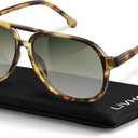 livho Trendy Polarized Aviator Sunglasses Women Men, Retro Sun Glasses for Women Men 2025, Oversized UV Protection Shades, Dark Brown Tortoise/ Brown
