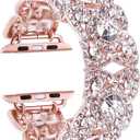 VIQIV Bling Bands for Compatible with Apple Watch 38/40/42/44/41/45/46/49mm Ultra Iwatch Series 11 10 9 8 7 6 5 4 3 SE SE2, Diamond Rhinestone Stainless Steel Metal Bracelet Wristband Strap for Women