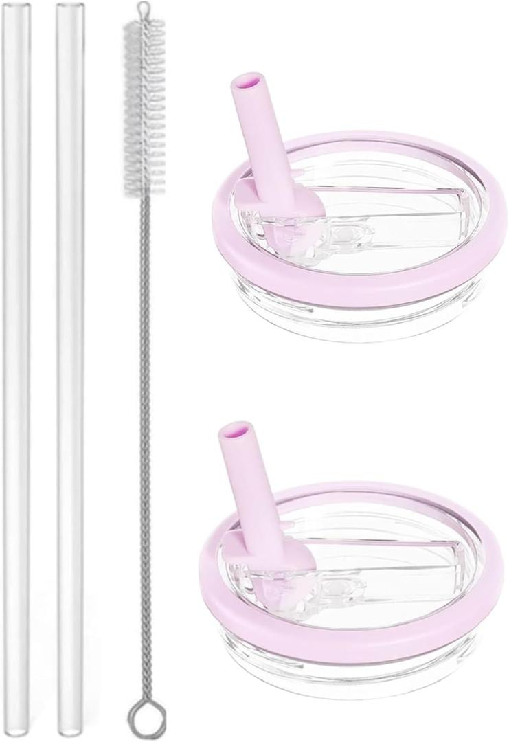 32 oz Tumbler Flip Straw Lid Replacement Fit for HydroJug Traveler Only,2 Pack Leak Proof Lid ,Replacement Spill Proof Reusable Tumbler Cover Compatible with 32oz HydroJug Cup Accessories (Pink)