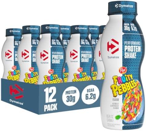 Dymatize Performance Protein Shake, Fruity Pebbles, 30g Protein, 6.2g BCAA for Muscle Recovery, No Added Sugar, Low Fat, 24 Vitamins and Minerals, Gluten-Free, Ready to Drink, On-the-Go Snack, 11.5fl oz, 12 pack EXP: 24/JUL/2026