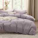 Bedsure Dusty Purple Duvet Cover Queen Size - 3 Pieces Prewashed Cotton-Like Polyester Extra Soft Bedding Set, Includes 1 Duvet Cover 90x90 Inches with Zipper Closure & 2 Pillow Shams, No Comforter