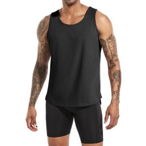 Boyzn Men's Cotton Workout Tank Tops, Athletic Gym Muscle Tank Top, Fitness Bodybuilding Sleeveless Tee Shirts for Men (Black, S)