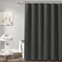 BTTN 78 Inch Long Shower Curtain, Gray Linen Textured Thick Weighted Fabric Shower Curtain Set with 12 Hooks, Tall Hotel Neutral Waterproof Polyester Shower Curtains for Bathroom, 72x78, Charcoal Grey