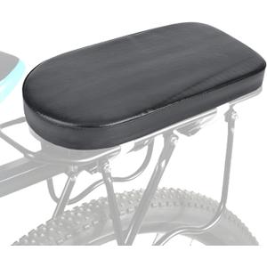 Bicycle Manned Cushion, Black PU Bike Rear Saddle Mountain Bike Back Shelf Seat Cushion, Wide Soft Pad Bicycle Accessory for School Sports Trail Riding