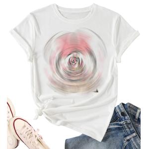 Women Graphic Tee Cute Holiday Vacation Shirt Short Sleeve Casual Tops (X-Large,White) (White, XL)