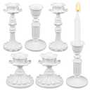 Suclain 6 Pcs Vintage Candlestick Holders Taper Resin Candle Holder Retro Antique Candle Holder Floral Decorative Candlesticks for Wedding Anniversary Table Centerpieces Fireplace Home Decor (White)
