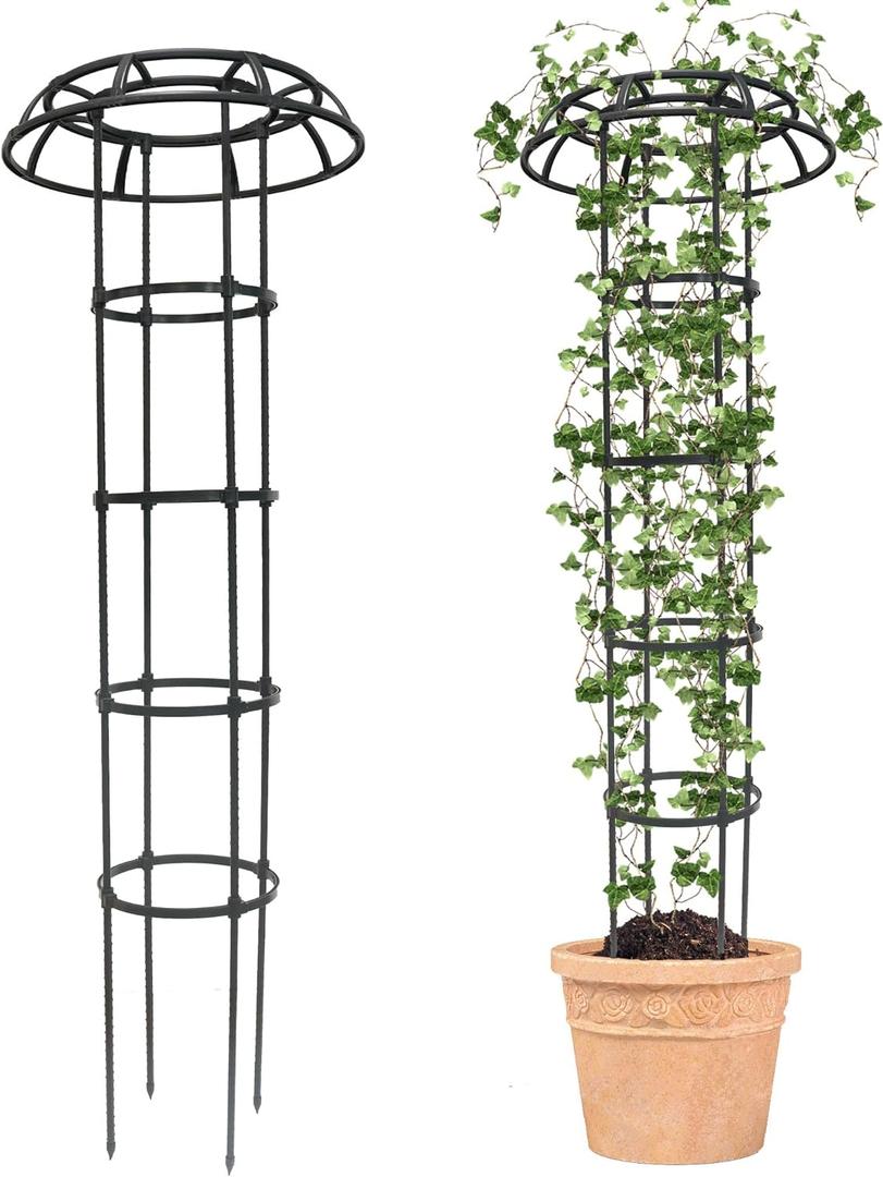 Quibbay Garden Trellis for Climbing Plants Outdoor, 65 Inch Mushroom Top Trellis for Climbing Plants, Plant Trellis Support for Potted Plants Climbing Vine Rose Clematis Vegetable Trellis, 1 Pack