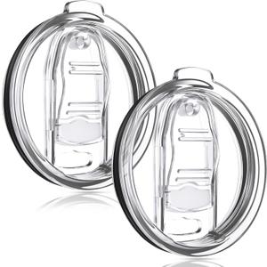 Meanplan 2 Pcs 20 oz Clear Skinny Tumbler Replacement Lids Plastic Splash Resistant Lids Covers Cup Covers Spill Proof Tumbler Lid for 2.87 Inch Mouth Tumblers Cooler Cup