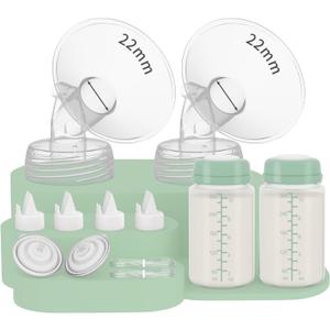 2 Packs 22mm Full Pump Parts with 10oz Bottle Compatible with Spectra S1/S2/SG/9plus/SG, Replacement Kit for Spectra Pump Parts Include 22mm Flange, 10oz Bottle, Backflow Protector, Valve, Tube