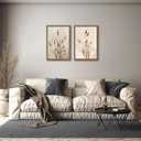 2pcs Framed Bohemian Reed Wall Art,Retro,Country-Style Natural Minimalist Botanical Canvas Painting Suitable For Living Rooms, Bedrooms, And 12 X 16In
