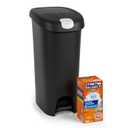 Hefty 12 Gallon Step Trash Can with Lockable Lid and 40 Trash Bags, Plastic Kitchen Garbage Can for Home, Office & Kitchen, 48 Quart, Black, 1 Pack