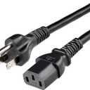 Amazon Basics PC Power Cord, 15 feet, AC Power Cord for Monitor, Computer, TV, 3 Prong, 18 AWG, 125 Volts, Black
