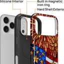 Case for iPhone 17 Pro(Compatible with MagSafe),Soft TPU+Hard Acrylic 2-in-1 Glossy Phone Cover for Men/Women,Shockproof Protective Case Compatible with iPhone 17 Pro Fireworks USA Flag