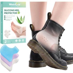 Welnove Silicone Heel Protectors for Shoes - 4 Pcs Gel Heel Cups with Aloe Vera Extract for Women Men - Shoe Cushion Inserts Pads for Plantar Fasciitis, Spur, Dry Cracked Heels,Blister, Size L