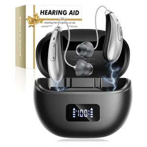 OTC Rechargeable Hearing Aids for Seniors with Automatic Noise Cancelling, LED Display, FSA&HSA Eligible, 5-Level Volume Control for Clear Sound (Black)