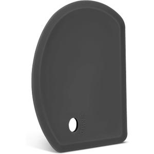 Silicone Dough Scraper with Stainless Steel Sheet, Curved Edge Flexible Bowl Scraper for Baking, Food Grade Silicone Bench Scraper for Sourdough Bread Proofing Basket, 5.98"4.3", Dark Gray, SAPID