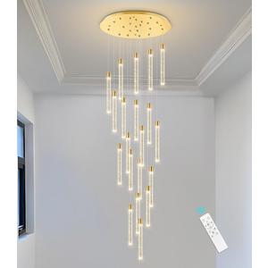 20-Lights Modern Led Crystal Chandeliers Long Large Spiral Chandeliers High Ceilings chandelier for Staircase Foyer