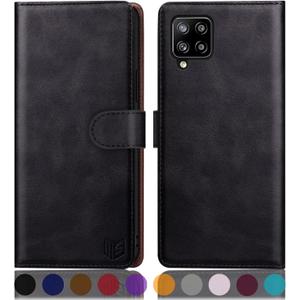 SUANPOT for Samsung Galaxy A42 5G with RFID Blocking Leather Wallet case Credit Card Holder Flip Folio Book Phone case Shockproof Cover Women Men for Samsung A42 case Wallet (Black)