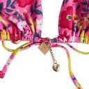 Women's 2 Piece Floral Print Bikini Set Triangle Bathing Suit Spaghetti Strap Tie Backless Swimsuit Sets (Pink, L)