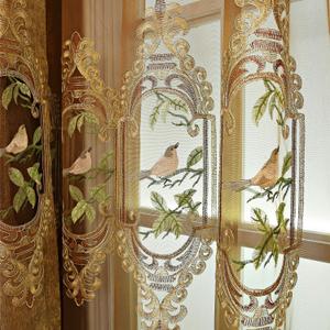 SLOW SOUL Set of 2 Panels Embroidered Birds Sheer Curtains for Living Room Bedroom Dining Room Curtains & Drapes High-end Curtain with Rod Pocket Brown Tulle 49W X 102L inch Length