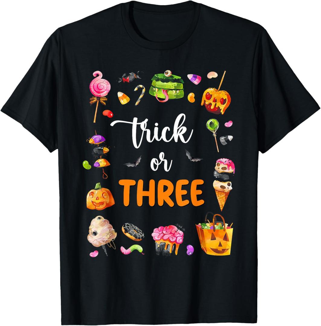 Trick Or Three Halloween Theme 3rd Birthday Boy 3 Yrs Old T-Shirt