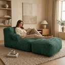 Giant Bean Bag Chair — Plush Faux Fur, Foldable Memory Foam Lounger, Removable Washable Cover for Living Room, Gaming & Lounge (Stripe Green)