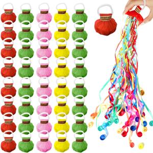 40 Pack Streamers Poppers, Hand Throw Confetti Poppers for Birthday Wedding Party Celebrations, White & Colorful Options, No Mess Paper Crackers, Party Supplies Decor