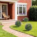Der Rose 21" Artificial Lavender Topiary Ball Trees with Ground Spike Set of 2 Outdoor Artificial Plants UV Resistant Artificial Shrubs Fake Bushes for Front Porch Garden Decor
