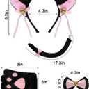 Cat Halloween Costume Accessory 5 Pcs Set with Ears Headband Paws Gloves Bow Tie Tail for Adults Animal Costume Bear,Mouse (Black)