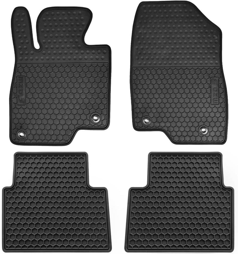 Car Floor Mats Custom Fit for Mazda 3 2014 2015 2016 2017 2018 Odorless Washable Heavy Duty Rubber (All Weather) Floor Liners Front and Rear Set Black