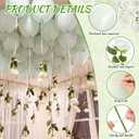 Xunyee 74 Pcs Artificial Flower Hanging Green Balloons Ornament Floating Garland Ceiling Rose Adjustable Ribbon Adhesives Dots for Wedding Anniversary Engagement Marriage Proposal Floral Birthday