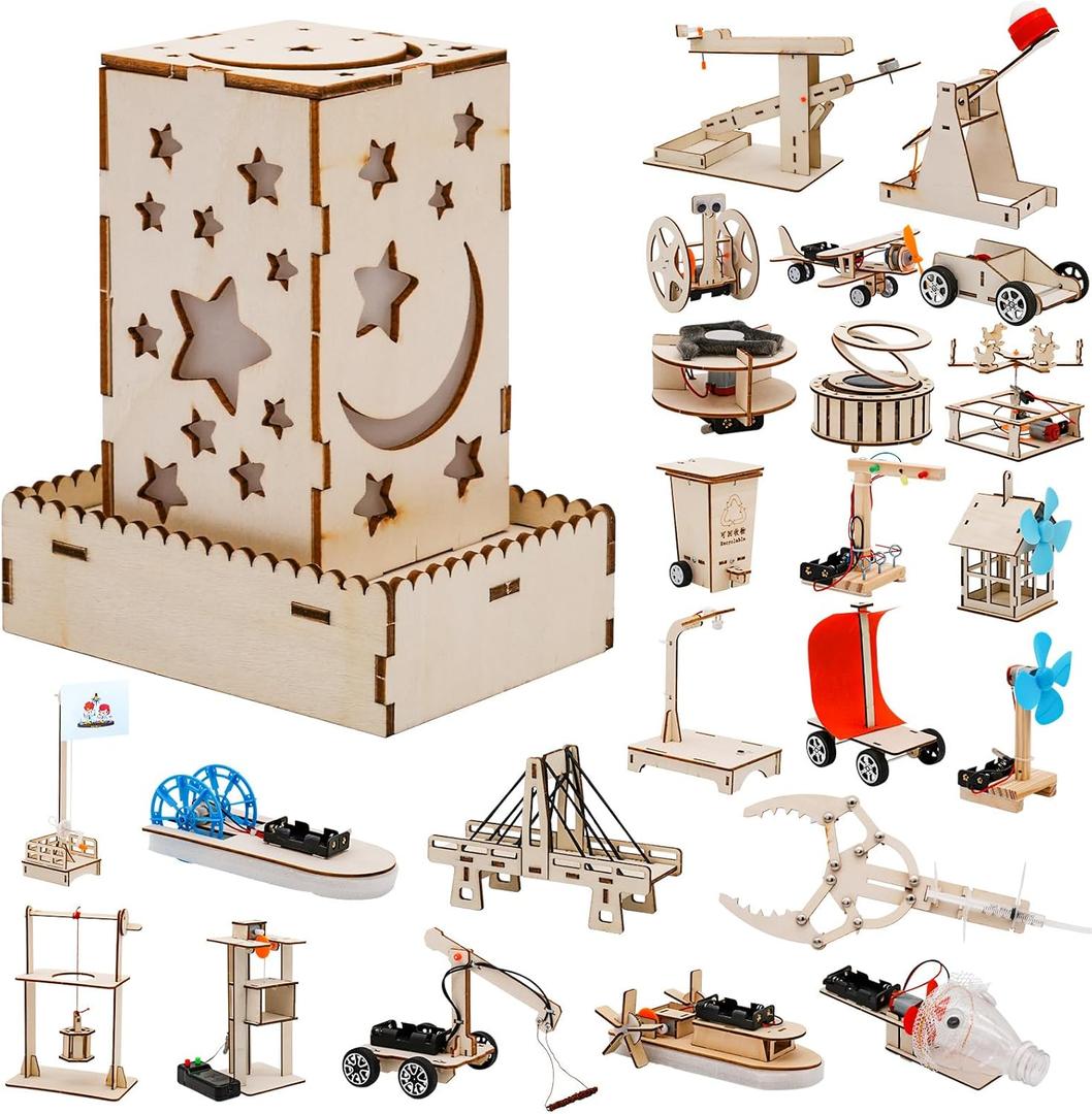 24 Pcs Party Favors Toy for Kids, STEM Science Kits Toys, Crafts Gifts Toys for Boys&Girls Aged 8-12, Kids Treasure Box Birthday Gift Ideas, Classroom Giveaways, Carnival Prizes Gift (Blue-Night Light)