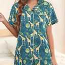 Pajamas for Women Set Short Sleeve Animal Graphic Pajamas Cute Printed Pajama Sets Button Down Pjs Sleepwear (Large)