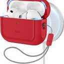 ESR for AirPods Pro 3 Case, Compatible with AirPods Pro 3rd Generation Case (2025), Compatible with MagSafe, Full Drop Protection Cover with Lanyard, Red