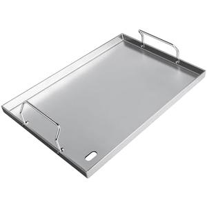 Stainless Steel Grill Plate Griddle 17"x13" Universal Griddle Pan for Gas Grill Charcoal Electric Grills Gas Stove Flat Top Outdoor BBQ Cooking Accessory with Removable Handles