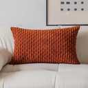 Kevin Textile Fall 14x24 Inch Pillow Cover 1 Pack Boho Decorative Soft Striped Corduroy Lumbar Farmhouse Solid Color Accent Rectangle Cushion Case for Living Room Couch Sofa Bed, Burnt Brick